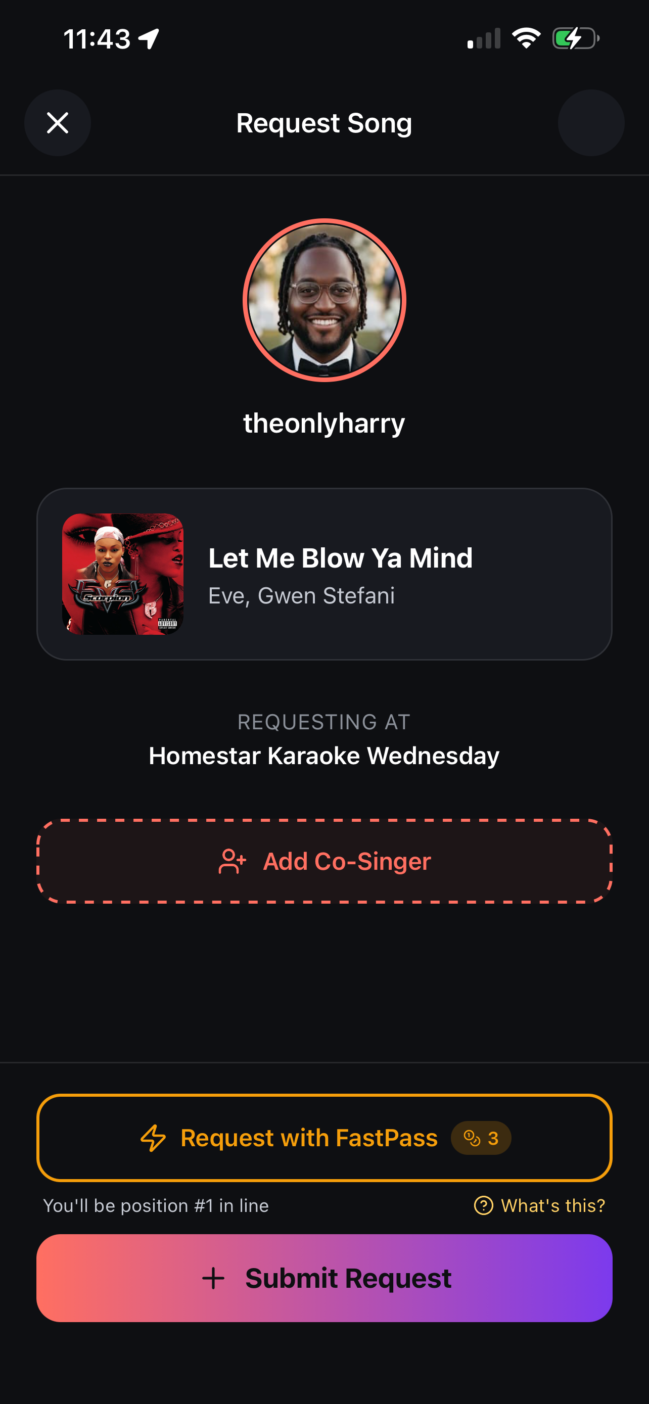 Request Song with FastPass